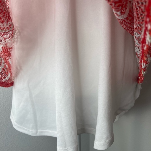 New Directions Curvy Orange White Lace Sleeveless Floral Print Blouse Tunic 1X - Picture 8 of 14